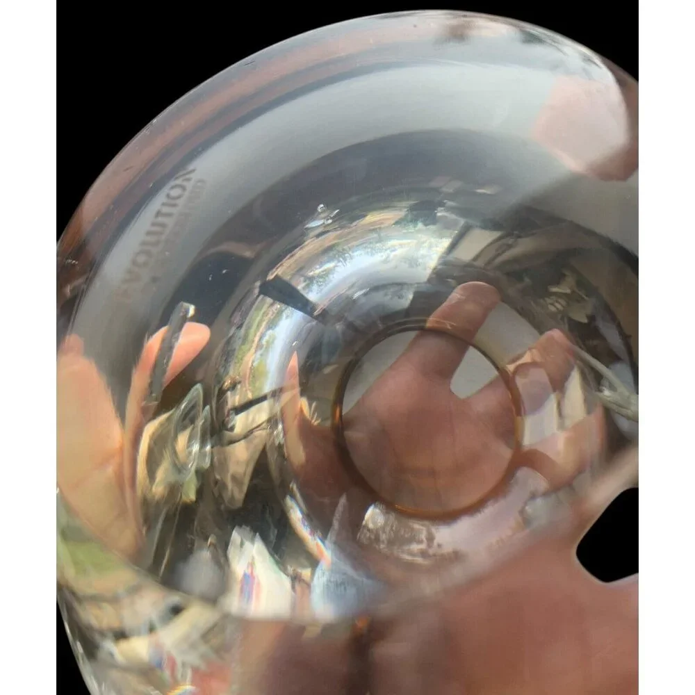 Signed Waterford Evolution Vase Crystal With Foil Amber Top Fades To Clear